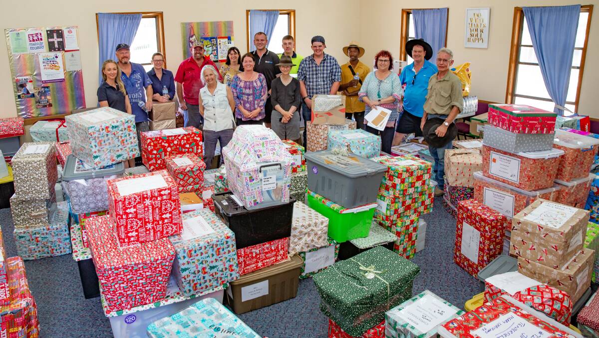The Salvation Army Hall overflowed on Saturday with hampers lovingly-prepared by families on the coast. Photo by Peter Reid.