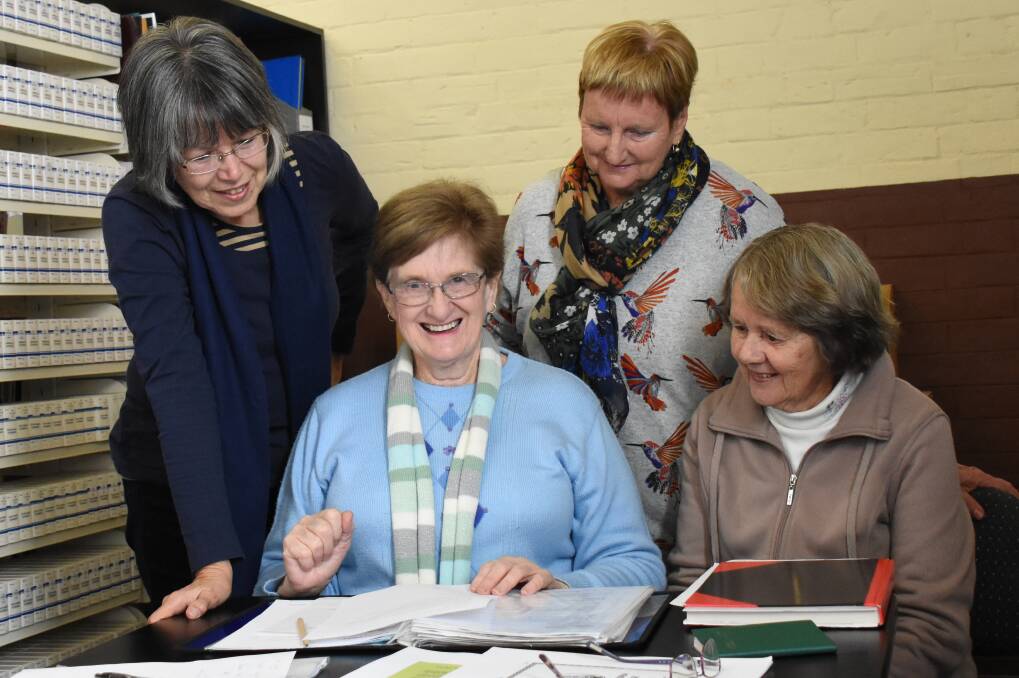 The Tenterfield Family History Group, which includes (from left) Eve Sainsbury, Sandra Wilson, Helen Petrie and Betty Pitkin, is hosting the Ryerson Index workshop.