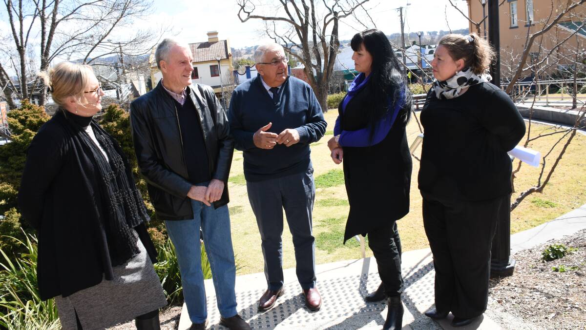 (From left) Senior Planner Tamai Davidson, Councillor Brian Murray, MP Thomas George, Councillor Bronwyn Petrie and Chief Corporate Officer Kylie Smith discuss how council will spend the $100,000 Heritage Near Me grant.