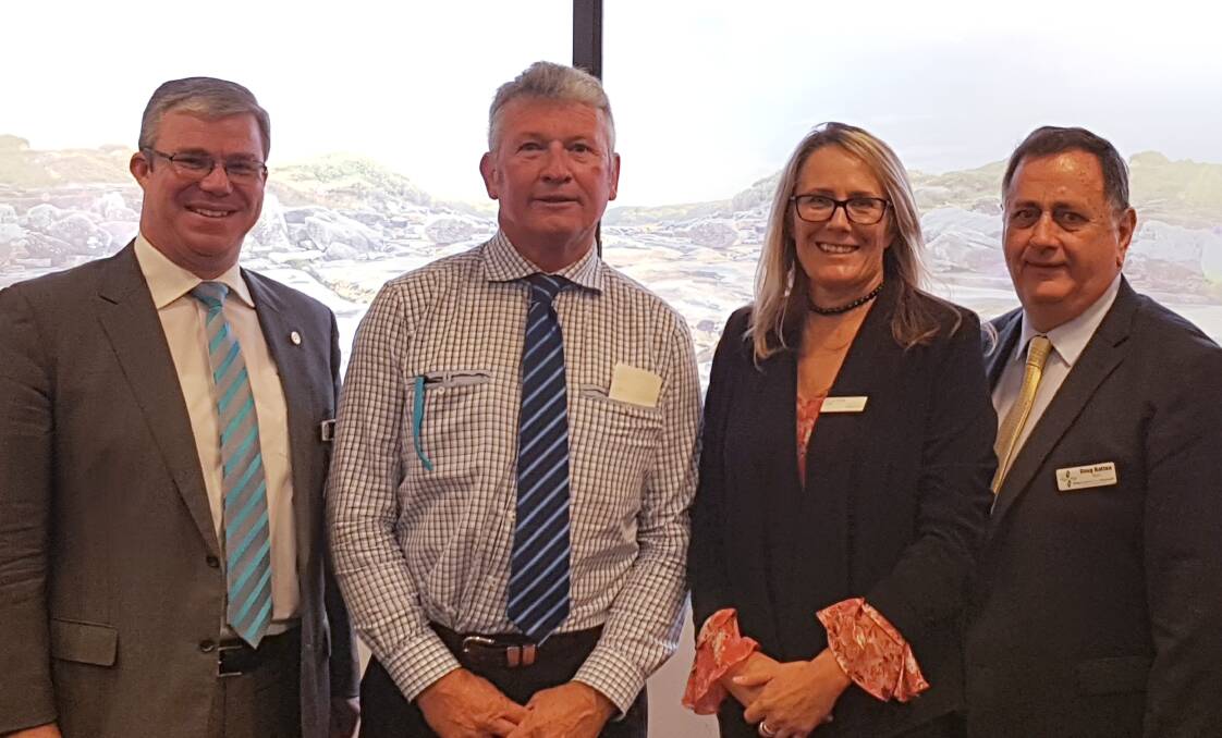Mayors Cr Rick Firman (Temora), Cr Peter Petty (Tenterfield), Cr Liz Innes (Eurobodalla) and Cr Doug Batten (Gilgandra) formed a united front for the Sydney meeting with Target officials.