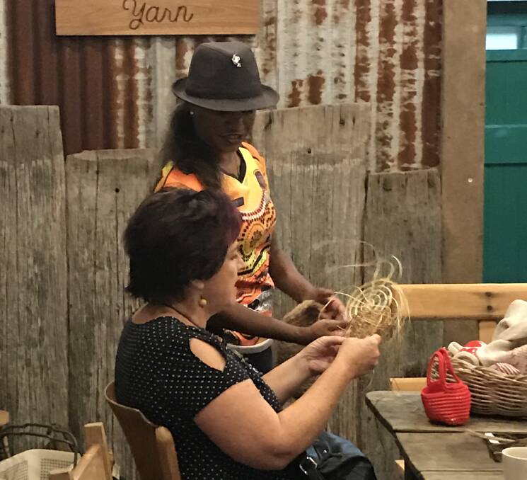 Dolly Jerome shares her basket weaving skills during a two-day workshop at The Potting Shed.