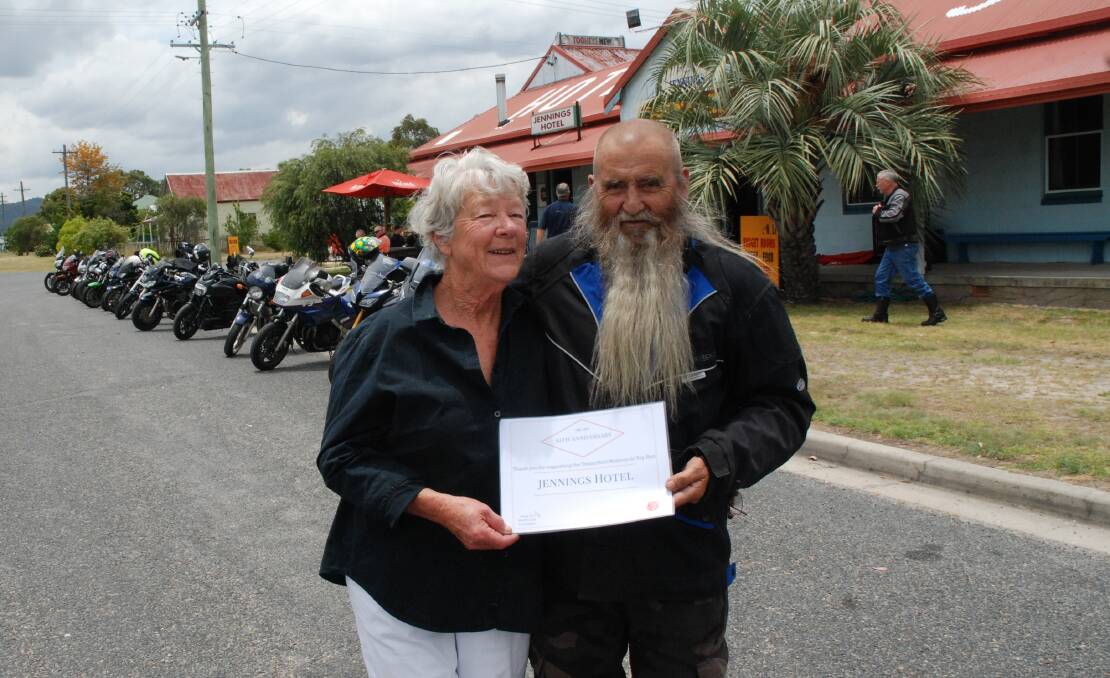 The toy run always receives a warm welcome at the Jennings Hotel, as it did last year with organiser Wayne Lusty presenting publican Lyn Schenck with a certificate of appreciation.