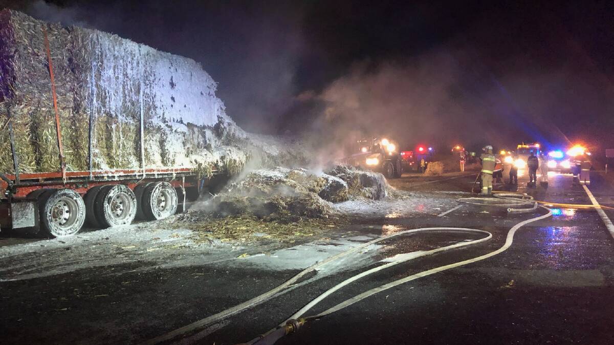 Emergency services were quickly on the scene and handled the situation efficiently, the truck driver says. Photo courtesy of Fire and Rescue NSW.