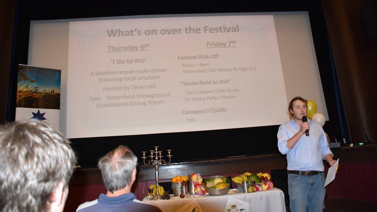 Peter Allen Festival co-director Josh Moylan spoke to a large crowd at the Tenterfield School of Arts with a progress update.
