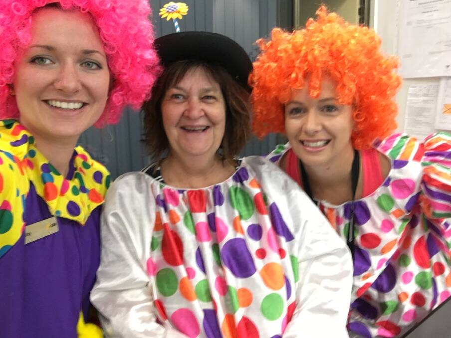 Clowns (and bank staff) Kitty Thomas, Debbie Minns and Karen Wells made a colourful addition to festivities.