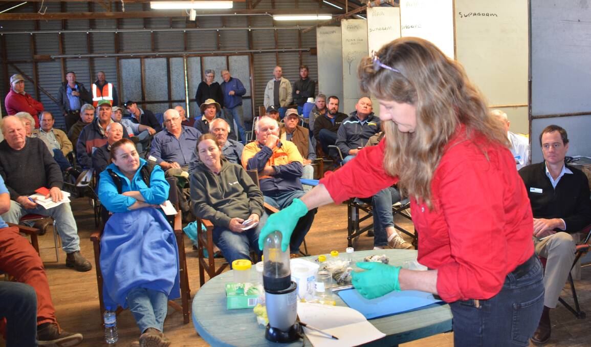 Smoothies anyone? WormBoss's Deb Maxwell demonstrates how to prepare a fecal sample ahead of a worm egg count.