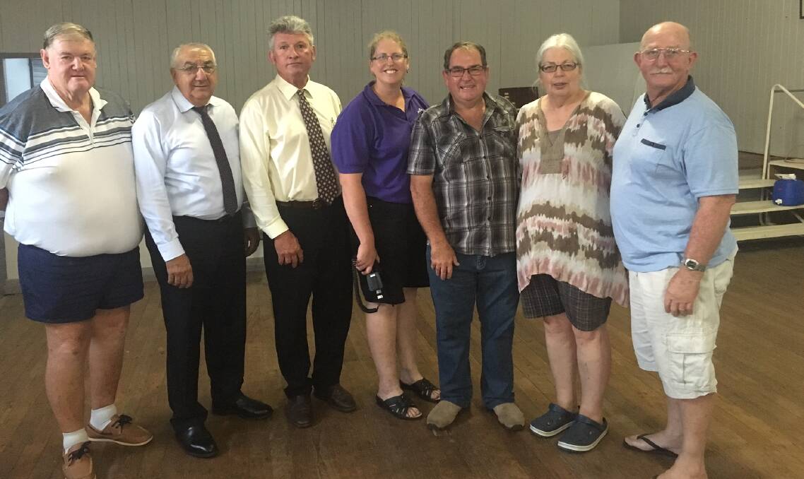 State member for Lismore Thomas George and Tenterfield mayor Peter Petty with happy Urbenville community members Noel Vinall, Sally Quinn, Steve Goldthorpe, Kerry Brown and Joe O’Mullane after receiving funding for Urbenville Hall in an earlier round of the Infrastructure Grants program.