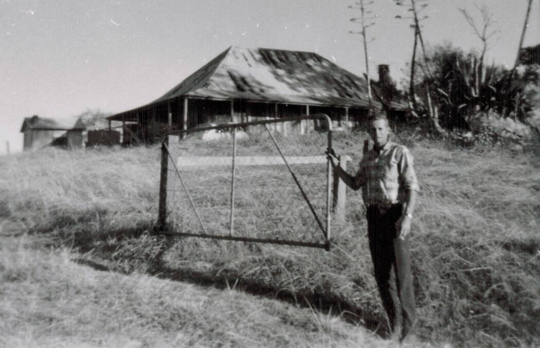 Chris Hughes at the gate to “Timbarra” across the road from the property he and Alice worked. The photo was taken in August 1968, just after the couple married and moved in.
 