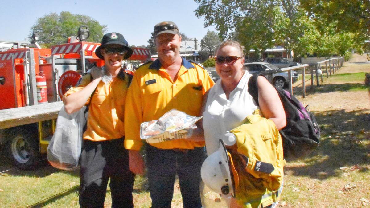 Port Stephens RFS volunteers Sean Camilleri, Andrew Slade and Simone Taylor were impressed with the level of support they found in Tenterfield.