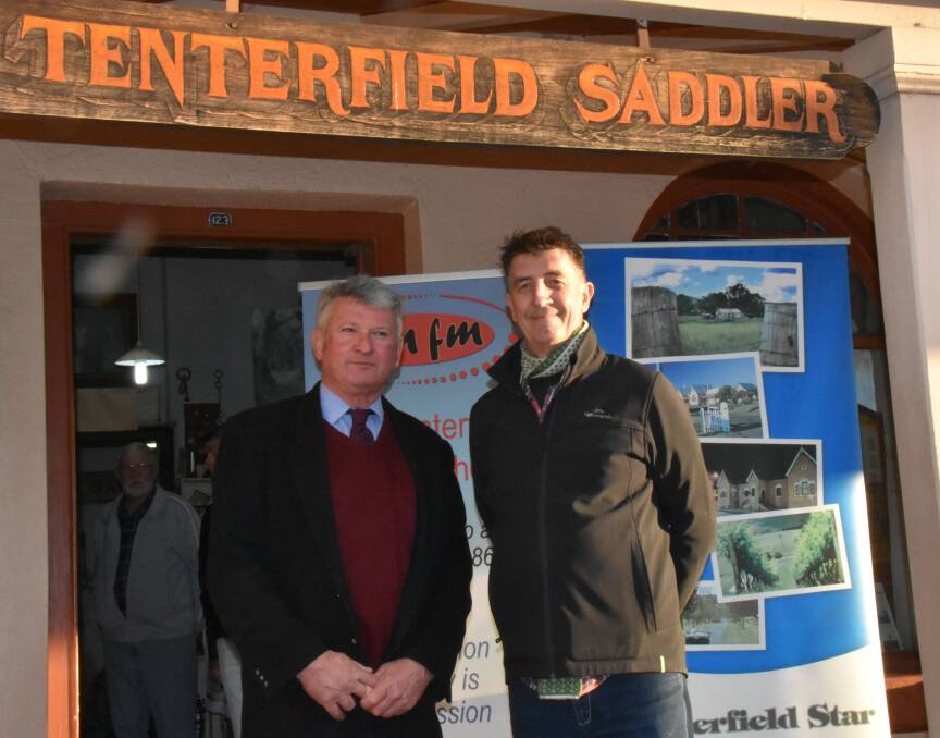 Mayor Peter Petty joined Vince Sherry for the official launch of the 2019 Peter Allen Festival on Wednesday afternoon, on the steps of the iconic Tenterfield Saddler building.