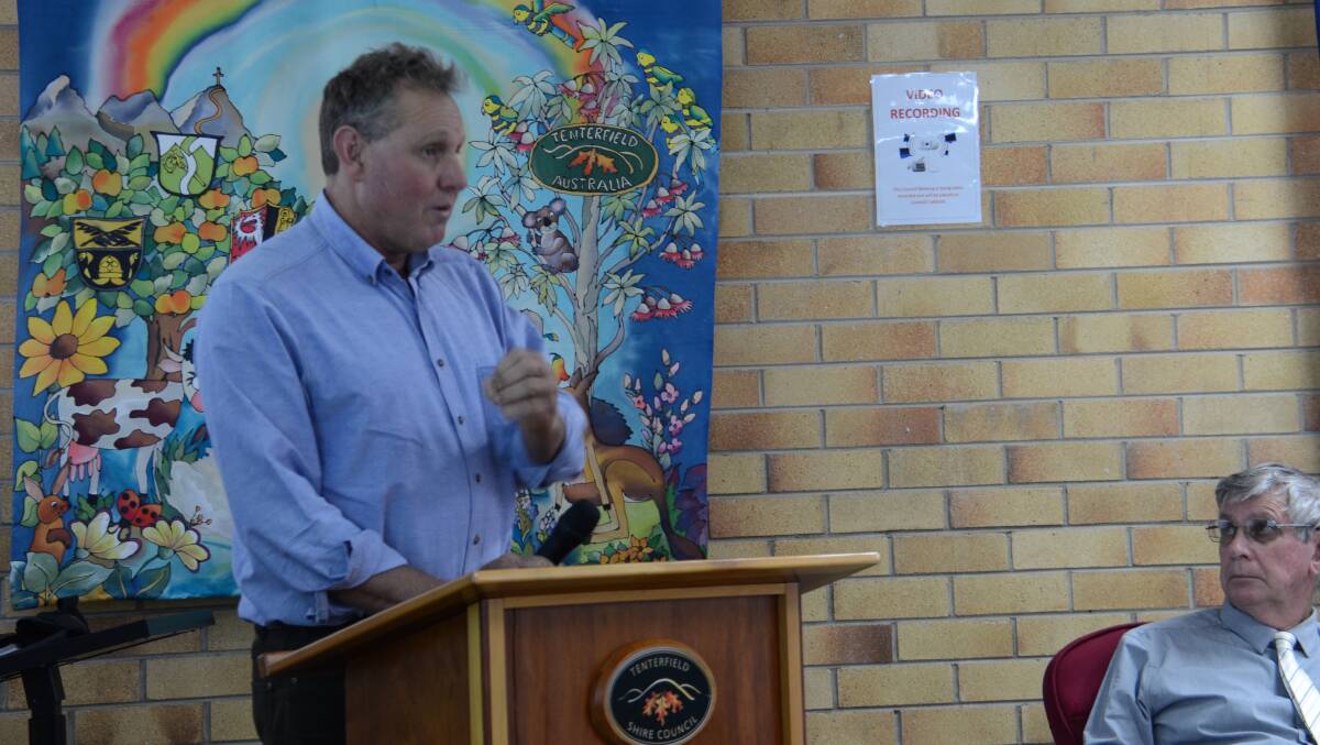 Cullendore High Country operator Stuart Bell addresses council on the potential for Tooloom National Park to become a major tourism attraction.