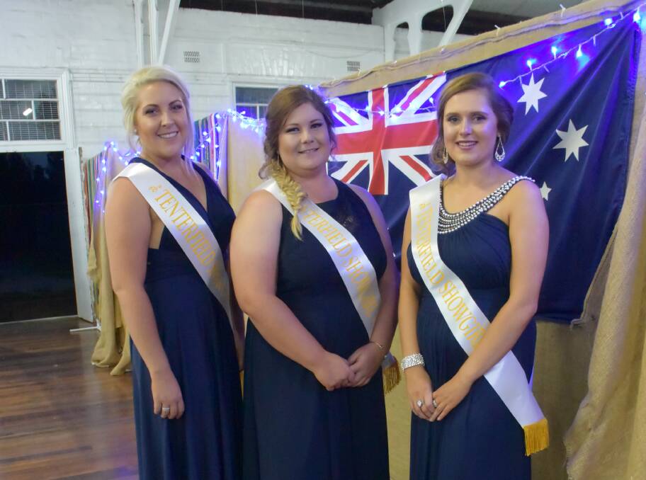 Who will be the 2018 queen? Jessica Lockwood, Tamara Birrer and Ellie Griffiths lined up for 2017 showgirl honours, with Ellie going on to represent Tenterfield at zone level.