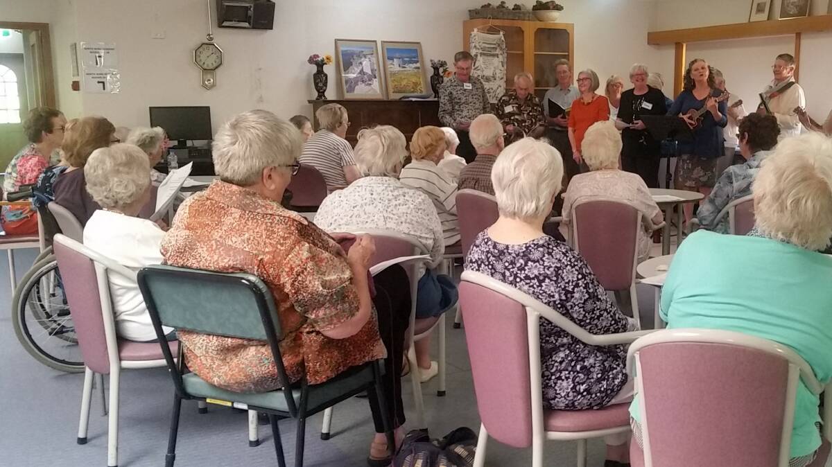 Deepwater's Cool Choir & ukulele group had Millrace audience's full attention.