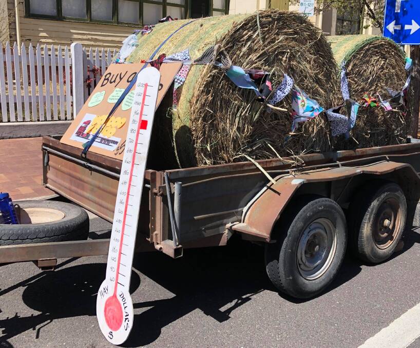 On offer are large heavy round bales of sugarcane tops weighing around 300kg each. Photo by Make It Tenterfield's Dianne Rissler.