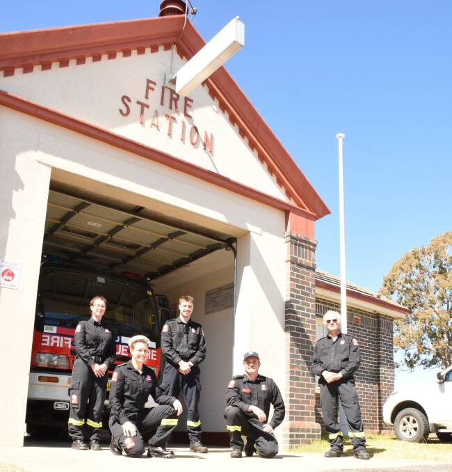 Fire Captain John Gray (far right) has recruited Danielle, Lee Crowe, Sam Gibbins and Todd Kelsall to finally have a full contingent to man the two appliances at Tenterfield Fire & Rescue.