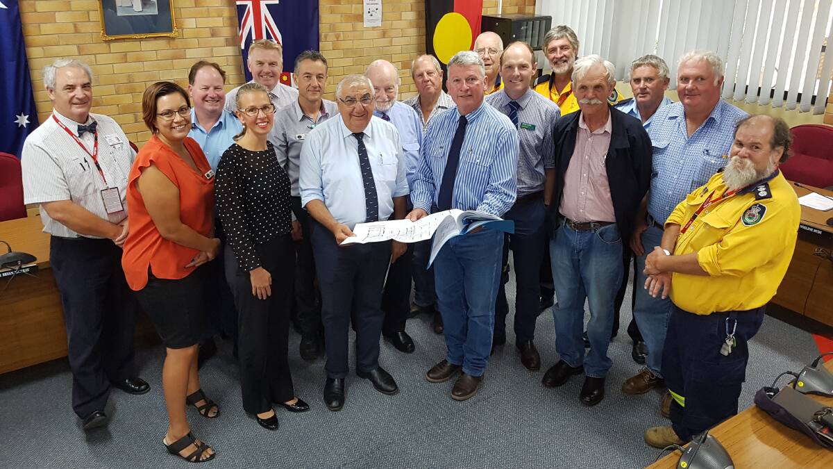 MP Thomas George and Tenterfield mayor Peter Petty gathered with emergency service representatives in council chambers for the announcement of the new emergency management centre.