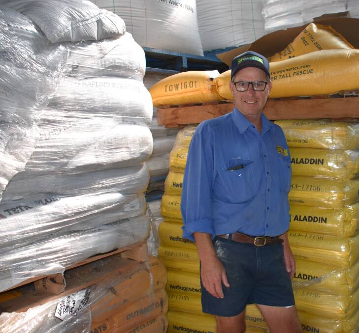 Tenterfield Produce's Dave King has plenty of oat and rye seed ready to go, should it ever rain.