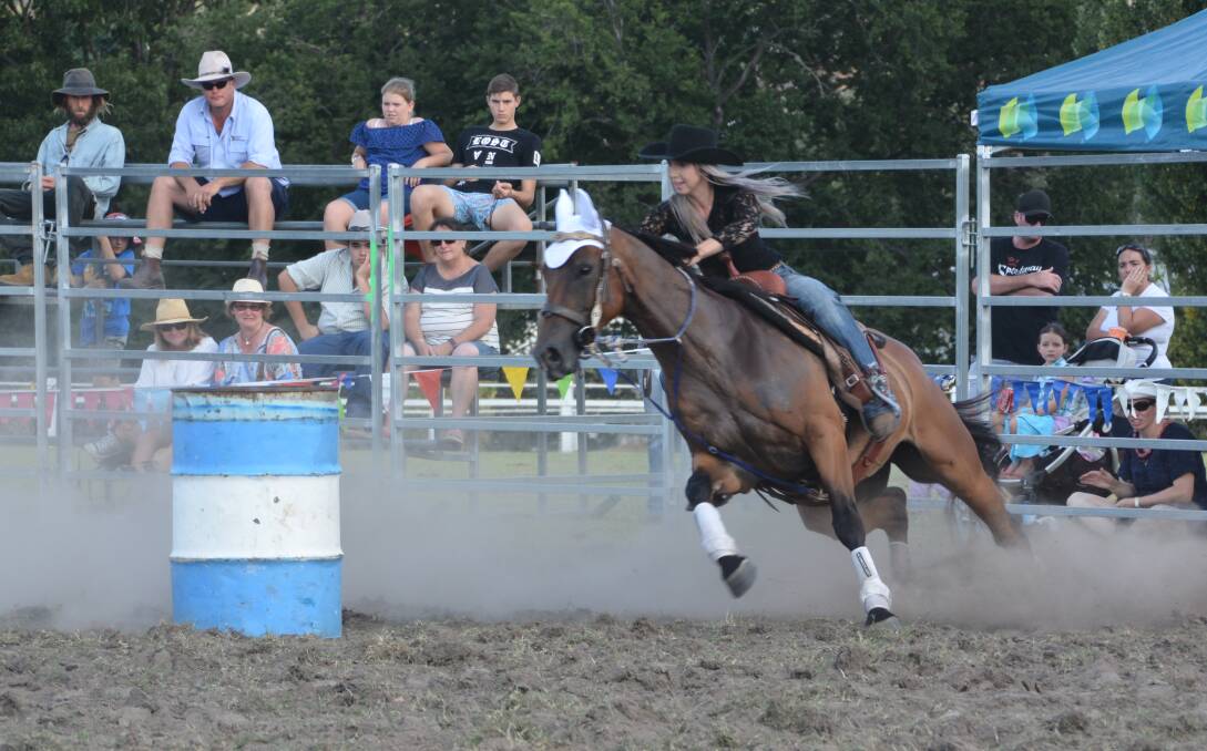 Prudence Donoghue in the barrel race.