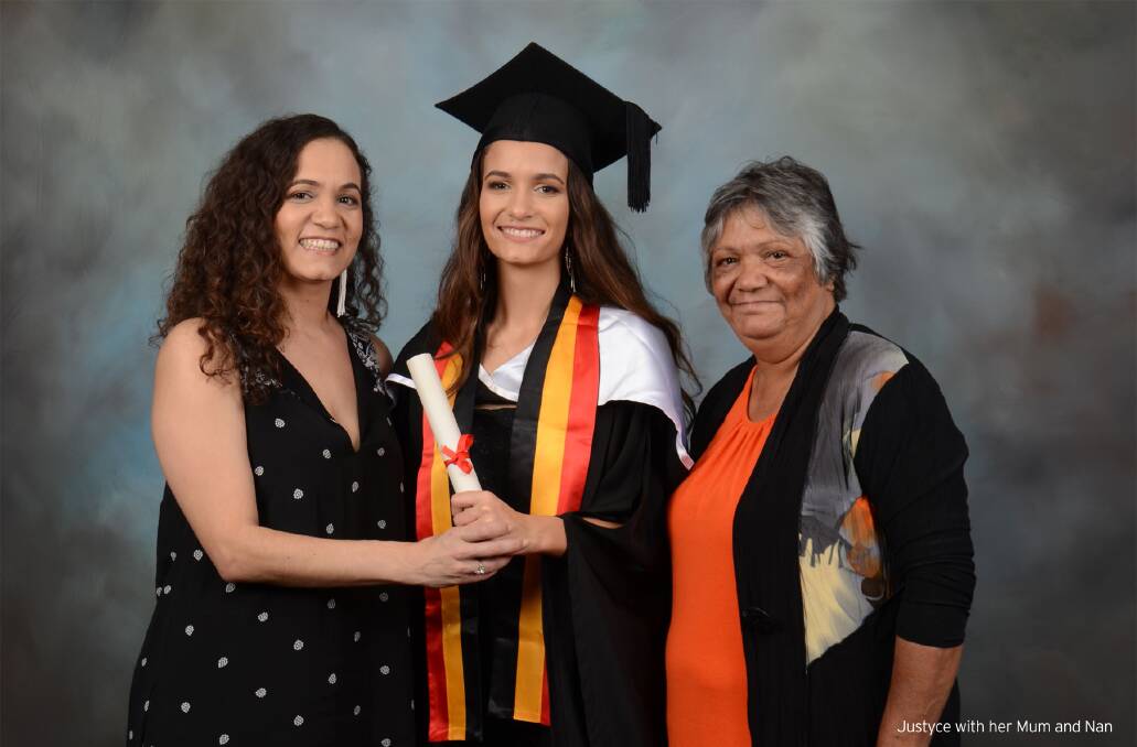 Justyce Pengilly with her mum Karla McGrady and very proud grandmother Helen Duroux.
