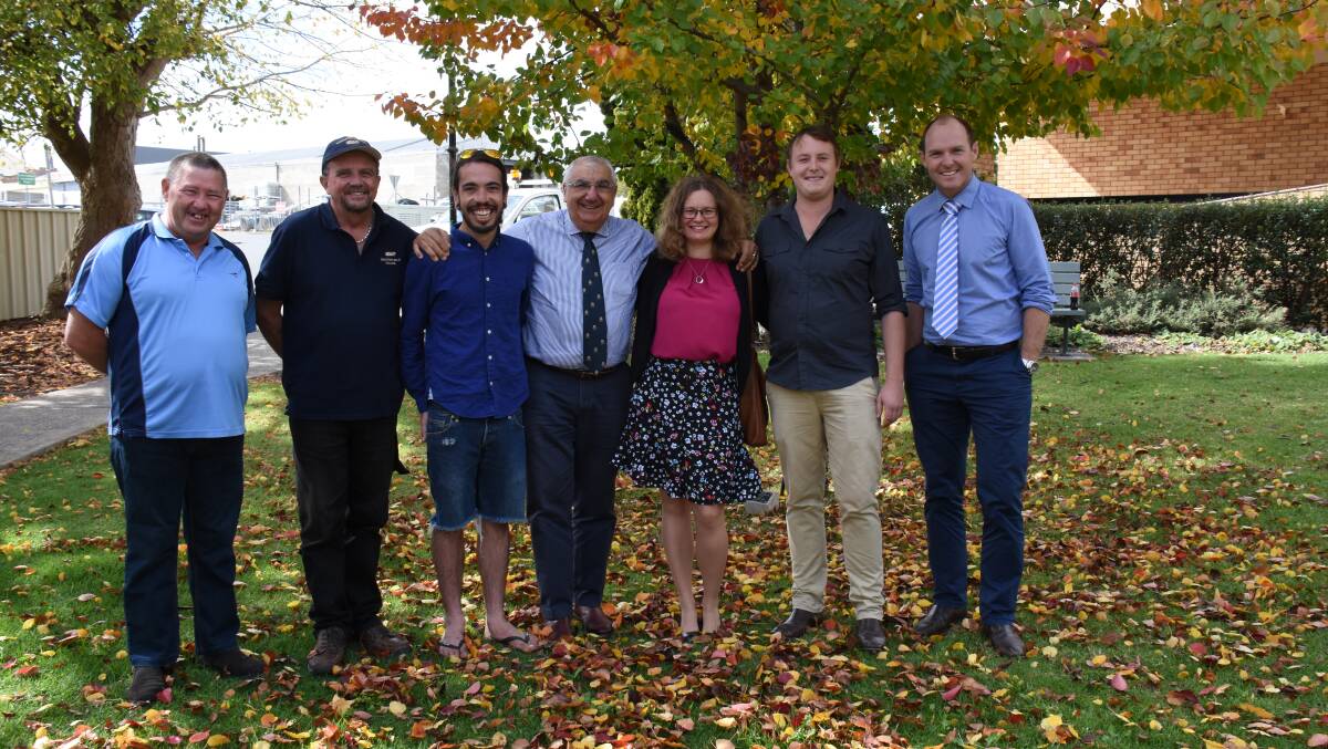 It was smiles all round when the Peter Allen Festival organisers received a $20,000 incubator grant. Pictured are  MP Thomas George (centre) flanked by Paul Quinn, Kevin Santin, Matt Sing, Caitlin Reid and Josh Moylan along with Nationals pre-selected candidate Austin Curtin.