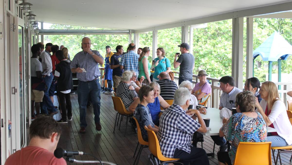 Guests enjoy breakfast on the deck before official proceedings commence in Tenterfield on last year's Australia Day.