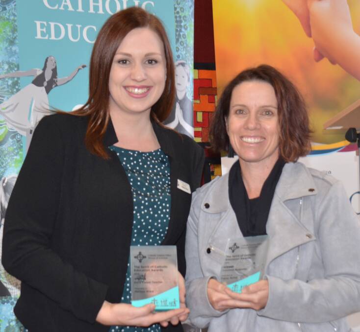 Melissa Ware and Tracey Butler were very happy recipients of Catholic Schools Week education awards in Armidale.