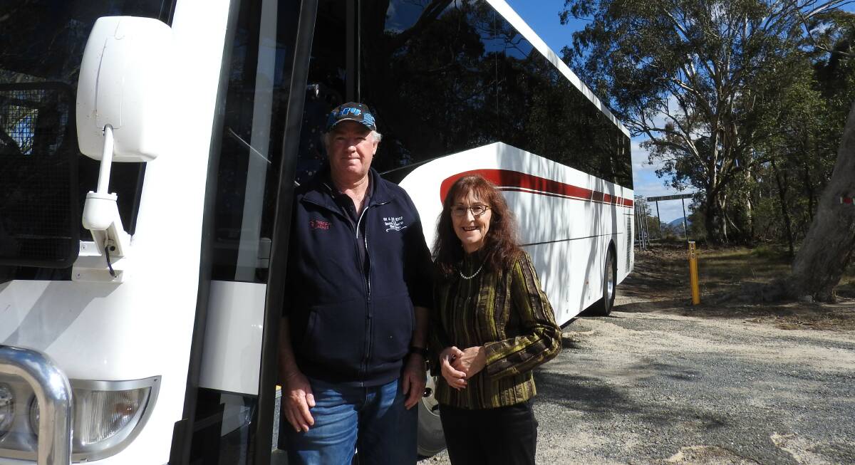 School bus proprietor Stephen Roos takes Lismore MP Janelle Saffin on a tour of Sunnyside on the Bruxner Way.