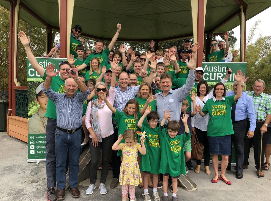 Austin Curtain launched his campaign in Lismore's CBD surrounded by family, friends and supporters.