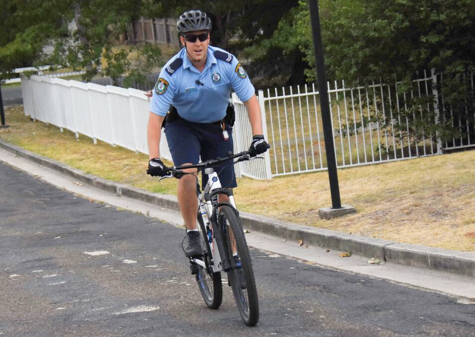 Senior Constable Jarryd De Castro will become a more common sight on the streets of Tenterfield on bicycle patrol. He just completed a stint at Tamworth's Country Music Festival and will also be patrolling at the Bathurst 1000 in October.