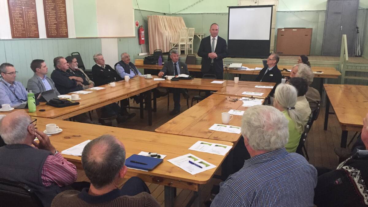 Barnaby Joyce addresses stakeholders at a September meeting regarding the Mt Lindesay Road upgrade.