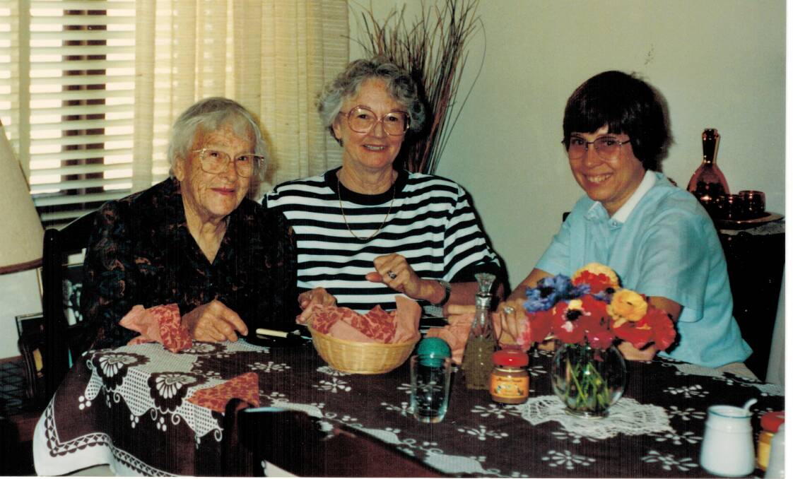 The late Dulcie Rose, her daughter Val Gardiner and US-import Alice Hughes were great mates out Timbarra way back in the 1960's. Here's a photo from a catch-up back in 1991 at Val's later home in Wood Street.