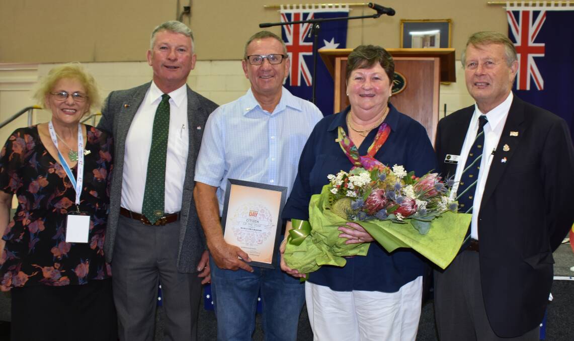 Australia Day ambassador Susanne Gervay, mayor Peter Petty, Citizens of the Year Allan and Thea McKenzie and deputy mayor Don Forbes.