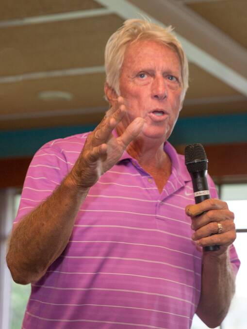 Jeff Thomson reminded golfers that he is still the world's fastest bowler at more than 100 km/hr. Photo by Peter Reid.