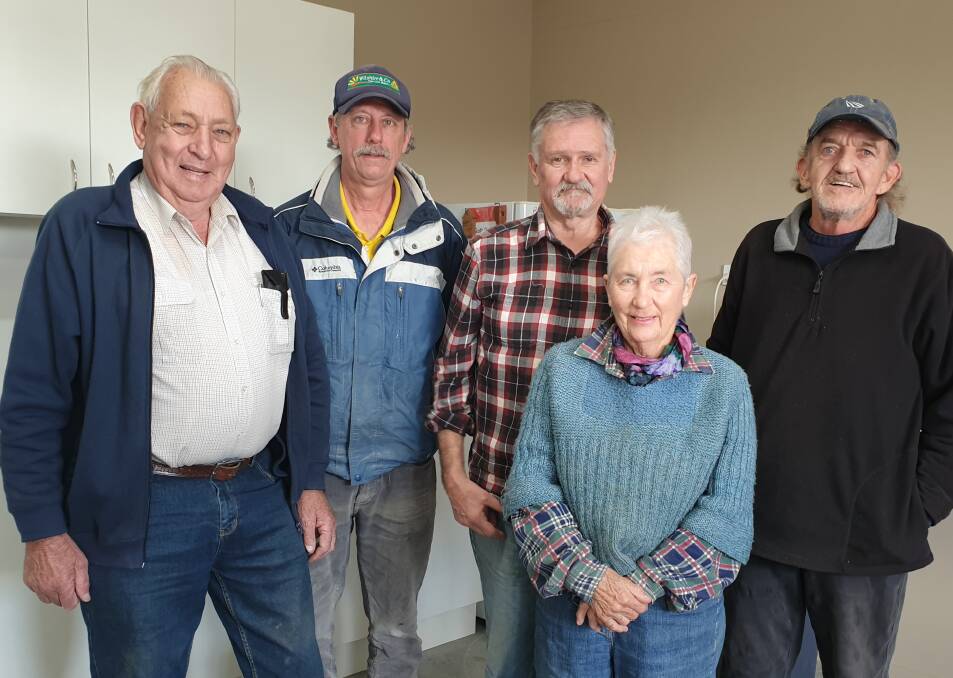 Tenterfield Mens Shed members (from left) Rex Holley, Darryl Pacey, Edi Vah, Mignon Wanstall and Ian Smith in the new kitchen.