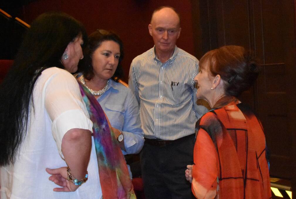 Labor candidate Janelle Saffin (far right) speaks with voters after the Q&A Forum held in Tenterfield.