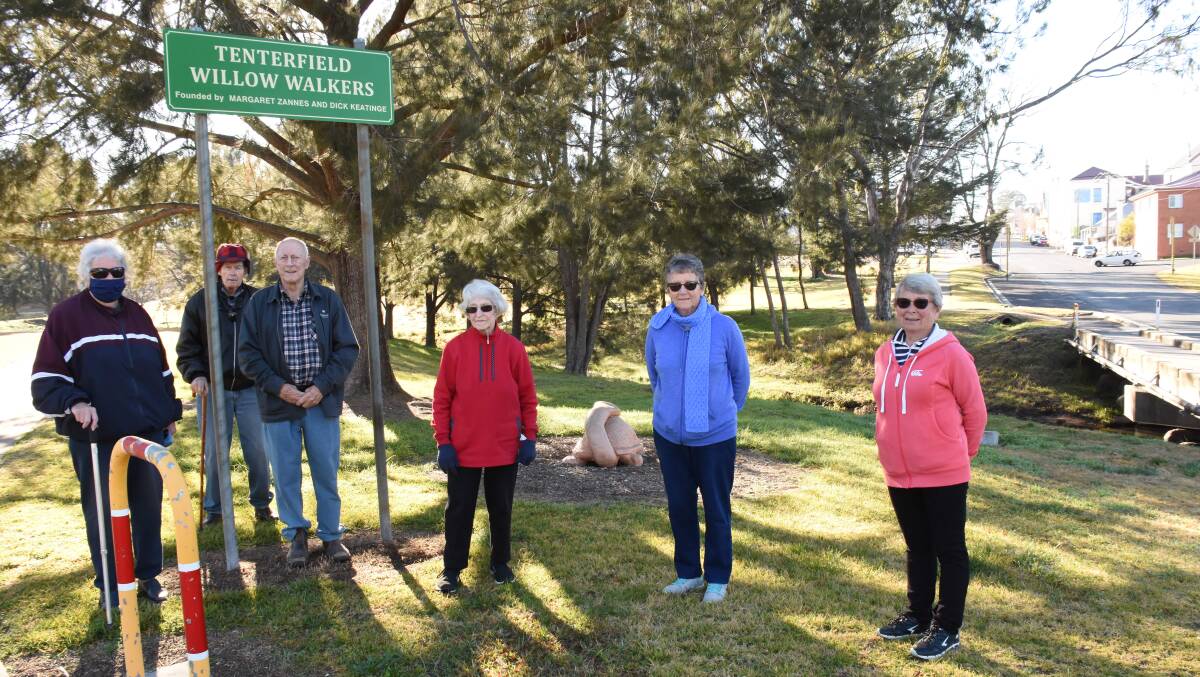 The Tenterfield pathway had been dedicated to Margaret Zannes and Dr Dick Keatinge, intigators of the Tenterfield Willow Walkers. Pictured are Robyn Short John Brauer, Tom Short, Norma Ovenden, Margaret Cooper and Pat Cooper.