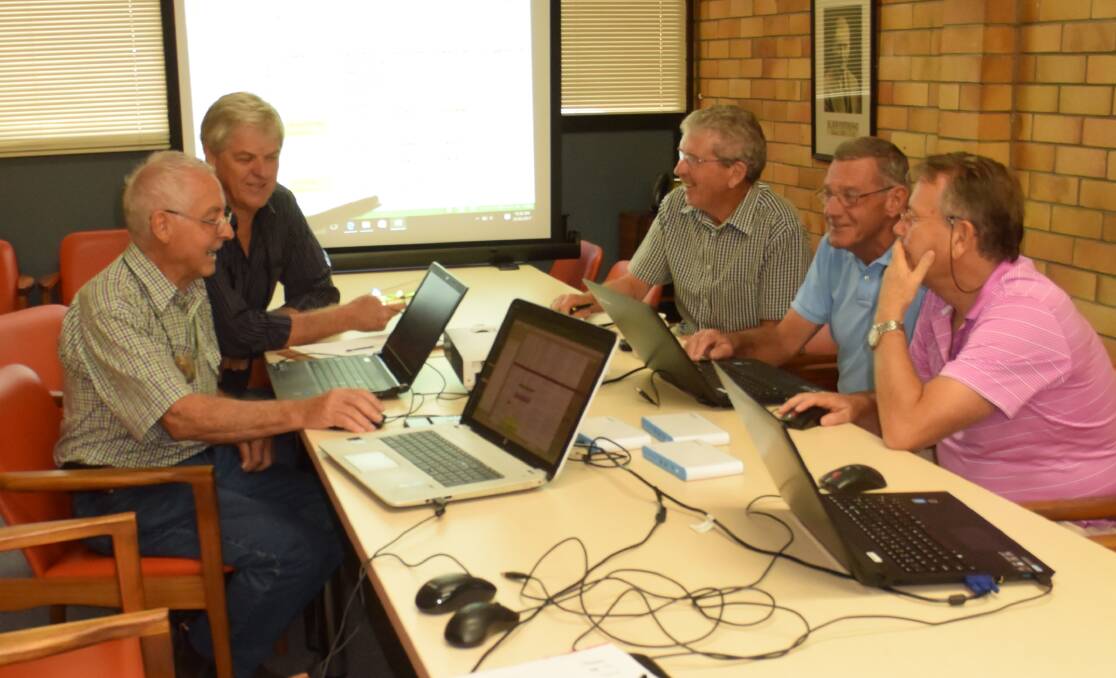 ON TARGET FOR GRANT: (From left) Anzac Centenary Steering Committee members Allan Williams, Peter Reid, John Brown, Bryce Titcume and Don Forbes.