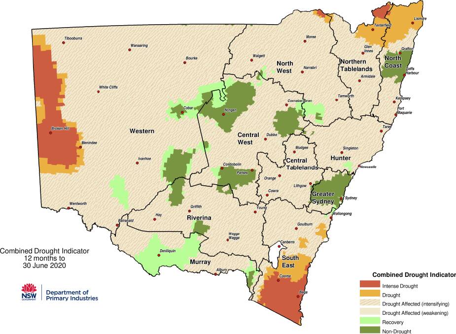 Dry times: Drought conditions are easing but still persist, particularly in our part of the state. Source: NSW DPI.