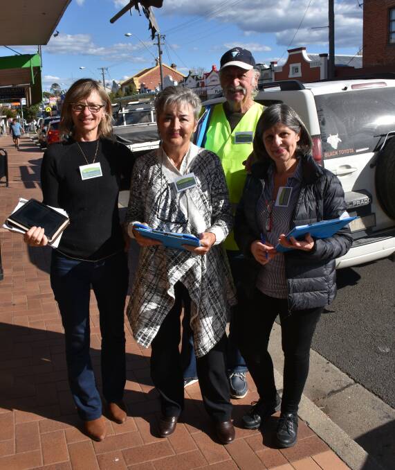 Briggs & Mortar researchers Tricia Shantz, director Sharyn Briggs, Keith Musgrave and Kathryn Malouf were in town this week talking to groups, business owners and shoppers about the proposed heavy vehicle bypass.