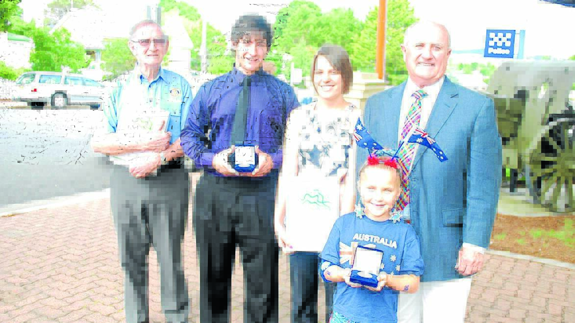 Outstanding citizens announced in 2012 were (from left) Geoff Sullivan, Stephen
Tanner, Tahliea Merchant and Natasha Brierley, with then-mayor Toby Smith.