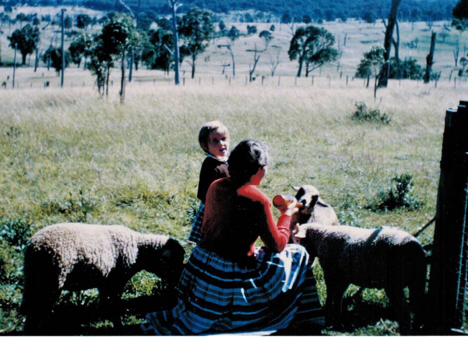 This photo from Alice's photo album shows Colleen Hughes and daughter Jennifer feeding lambs at “Laurellyn”, Bolivia in 1960. "Colleen and Lloyd Hughes were two of my favorite people," Alice said.
