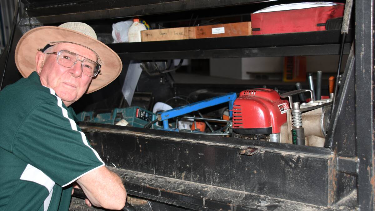 Tenterfield BlazeAid coordinator Ed Bland with one of six 'combat' trailers each stocked with fencing essentials.