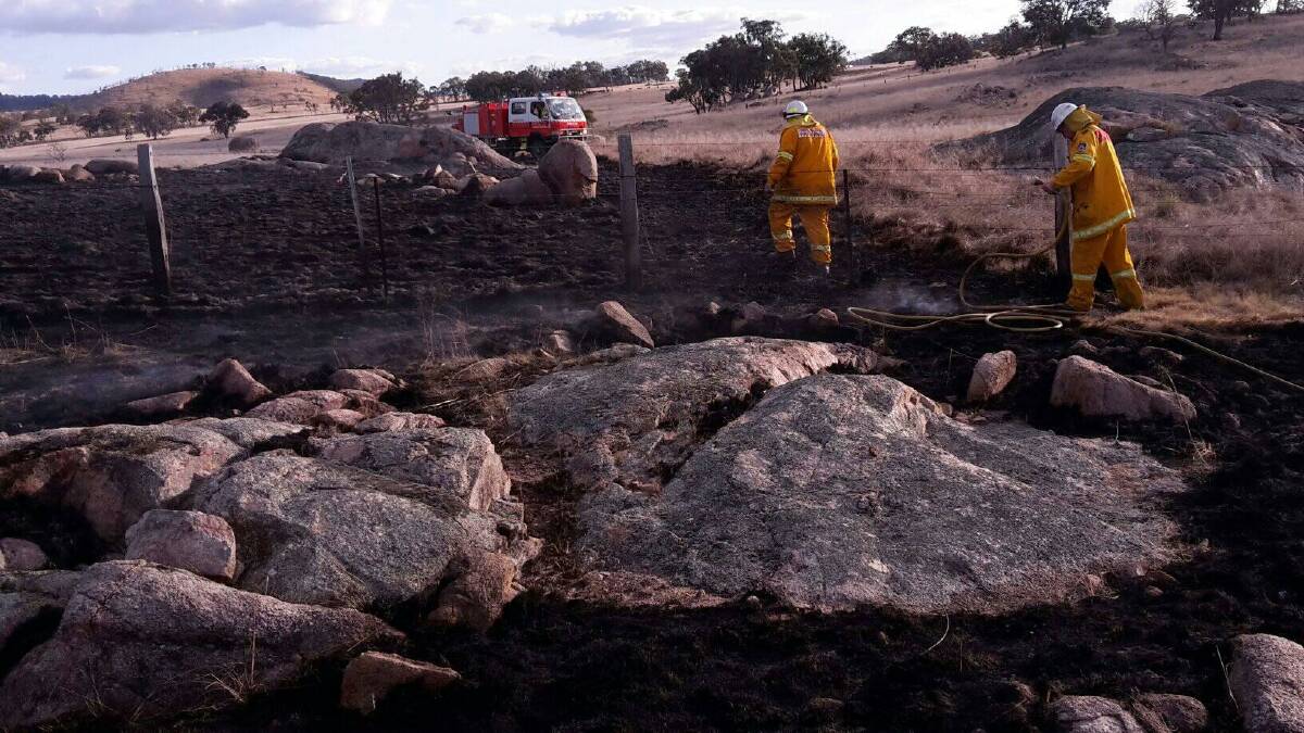 A different burn: A season of grass fires has already began, with this Sunnyside burn one of half-a-dozen grass fires already attended by RFS crews in the Tenterfield area. Photo: Pam O'Neill.