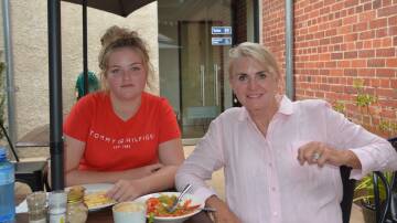Charli Thomas and Heather Pascoe enjoying a lunch out at the Courtyard Cafe. 