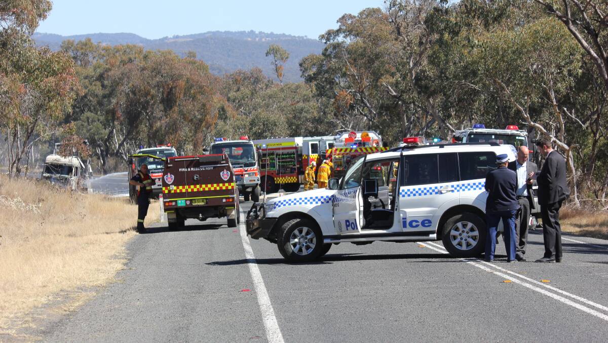 The truck driver and policeman escaped serious injury. Photos: Damo Marsh, Madeline Link and Simon McCarthy
