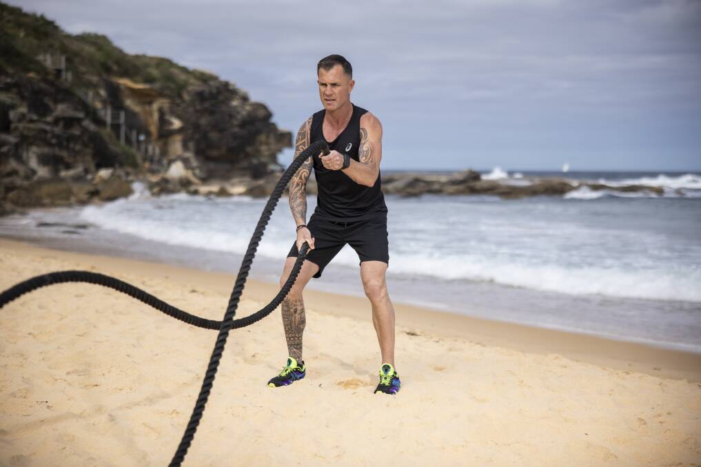 LIFE'S GOOD: Shannan Ponton working out near his North Curl Curl homePicture: Simon Bennett