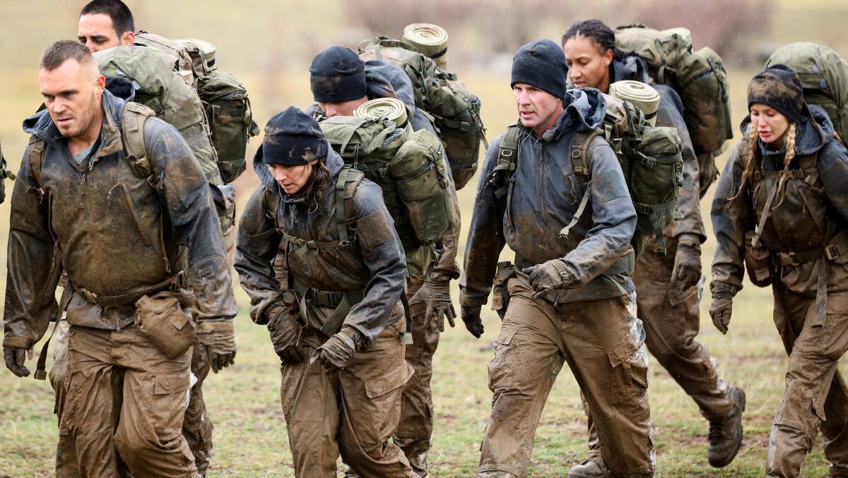 Shannan Ponton (third from right) on the march with his fellow "SAS recruits".