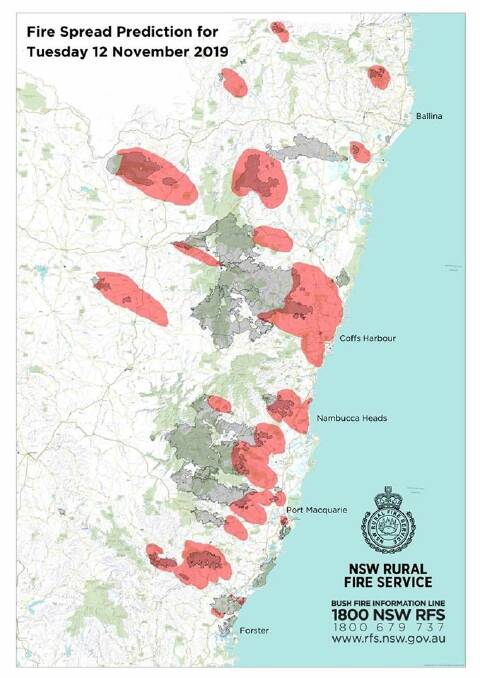 RFS reveals fire spread prediction for Tuesday