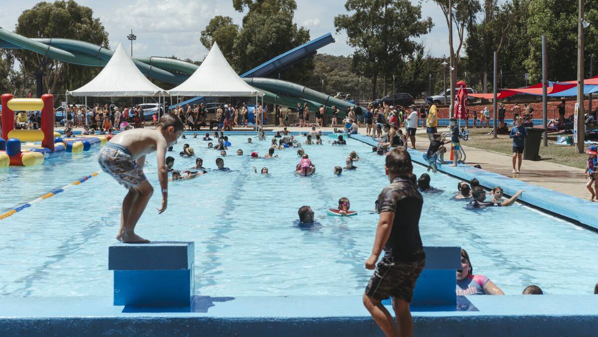 Big Splash Waterpark was the place to be Canberra this weekend as temperatures climbed into the high-30s. Picture: Dion Georgopoulos