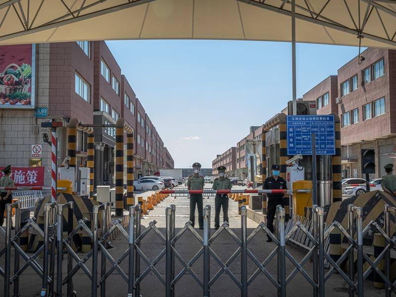 Beijing's closed Xinfadi market in Fengtai district, the centre of a new coronavirus cluster.